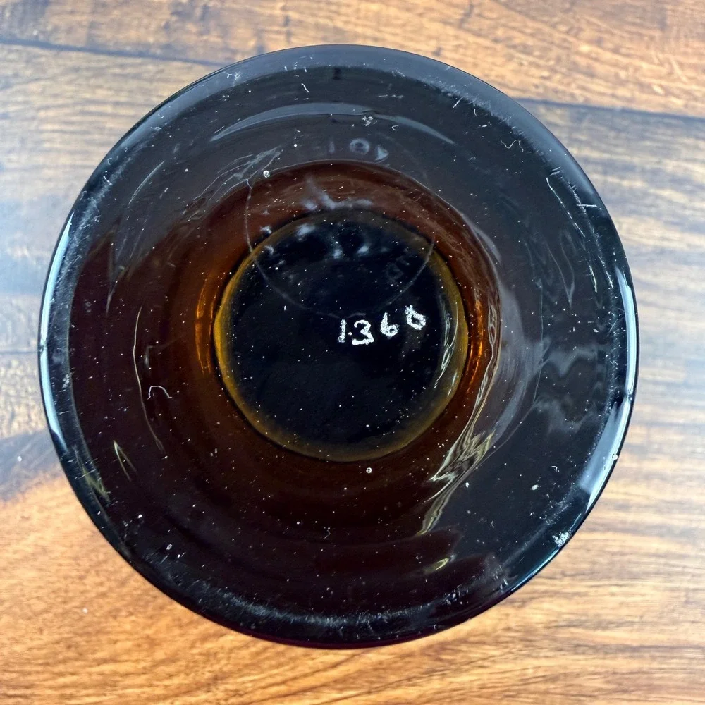 Riihimäen Lasi Tamara Aladin Amber Glass Vase Scandinavian Finland 6.25